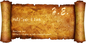 Hápp Elek névjegykártya